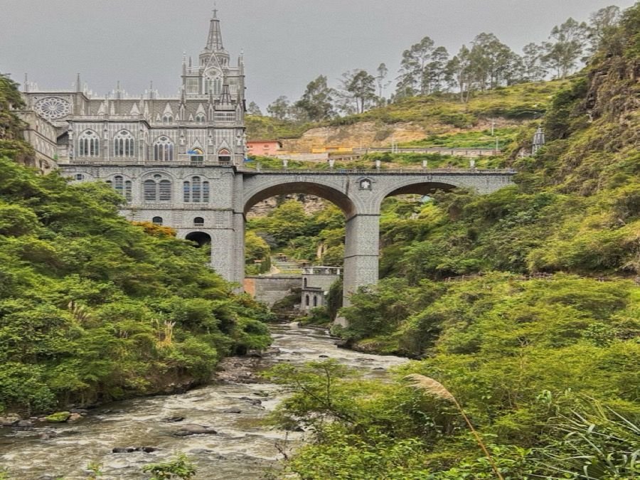Sanctuary of Las Lajas gothic church built into a river gorge near Pasto, Nariño, Colombia