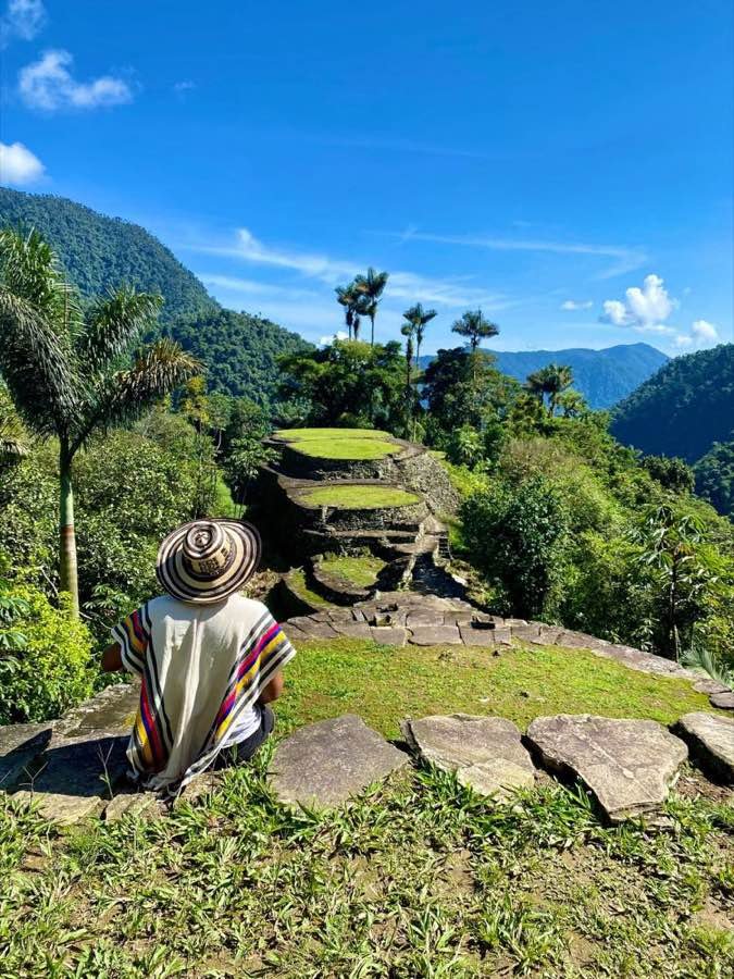 Terrazas circulares de piedra en Ciudad Perdida sobre el bosque verde